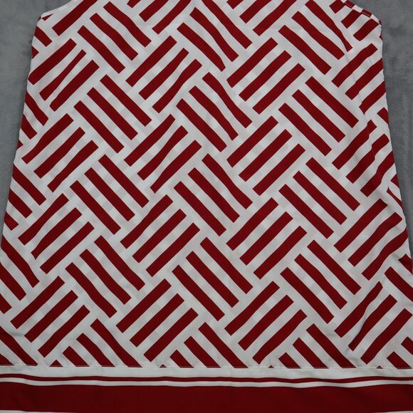 Mud Pie Shirt Womens M Red White Sleeveless Button Polyester Geometric Blouse - Picture 15 of 16